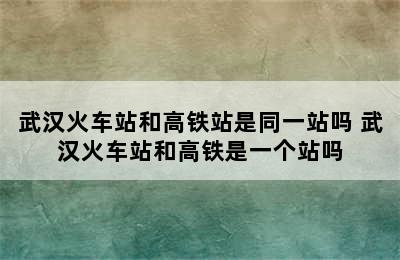 武汉火车站和高铁站是同一站吗 武汉火车站和高铁是一个站吗